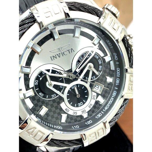 Invicta Men's Watch 29569 Bolt Quartz Chronograph Silver Black Stainless Steel - Picture 11 of 12
